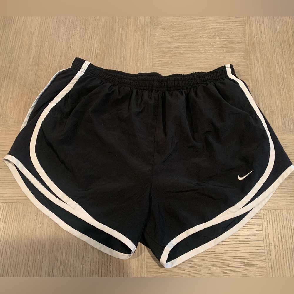 Nike Women's Black Athletic Shorts with White Piping
